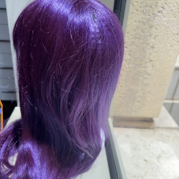 Dark Purple Long Synthetic Wig with Bangs - Picture 3 of 3